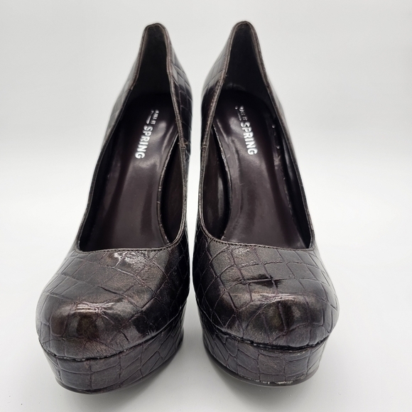 Call It Spring Women's Croc Inspired Platform High Heels, Brown, Size 6, NEW - Picture 5 of 12